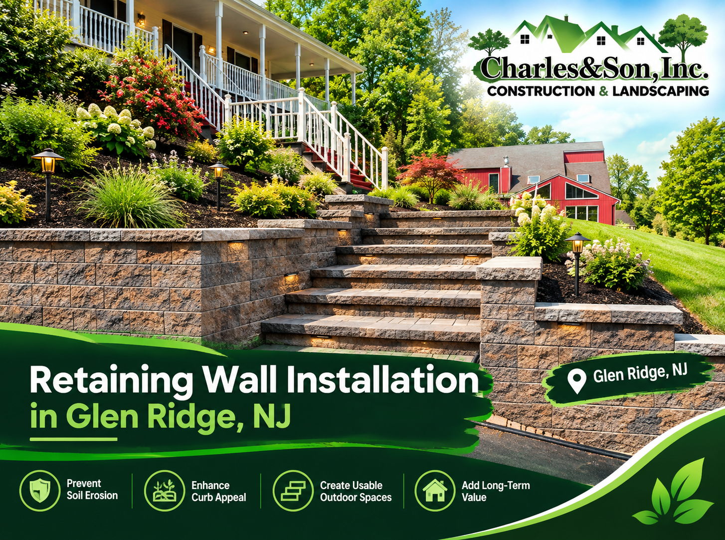 Retaining wall installation in Glen Ridge, NJ